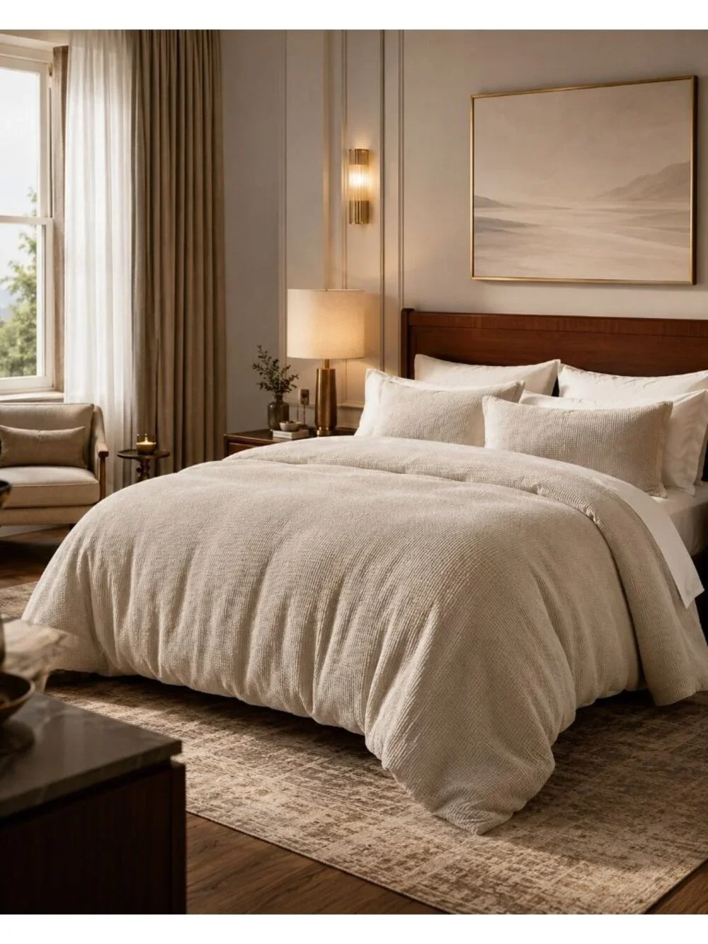 S24 | Quince Organic Luxe Honeycomb Duvet Cover King Cal King Sand NWT - Picture 6 of 11